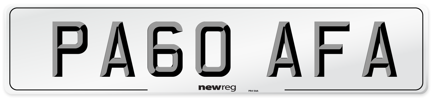 PA60 AFA Number Plate from New Reg